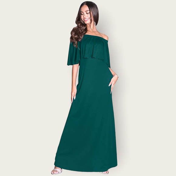 KOH KOH Dresses & Skirts - KOH KOH Women's Short Sleeve Off The Shoulder Ruffle tube Maxi Dress